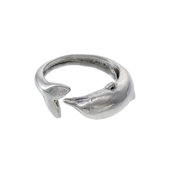 Vintage Sterling Silver 925 Dolphin Wrap Ring Size 7 - Picture 1 of 5